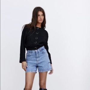 BRAND NEW Zara Textured Black Buttoned Bomber